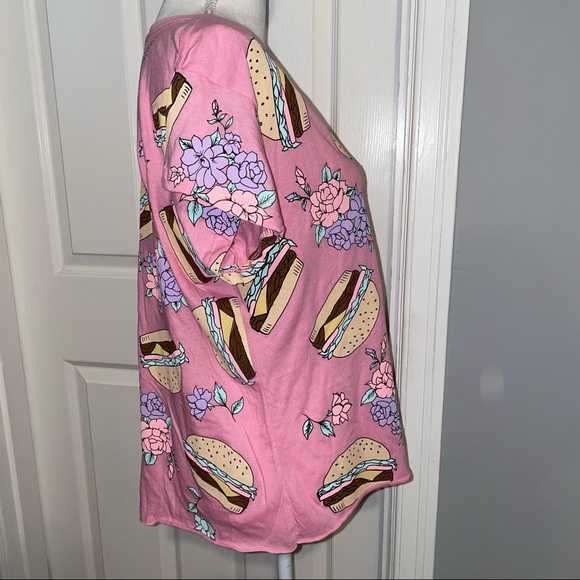 Wildfox Hamburger Floral V-Neck Pink Shirt - Picture 5 of 10